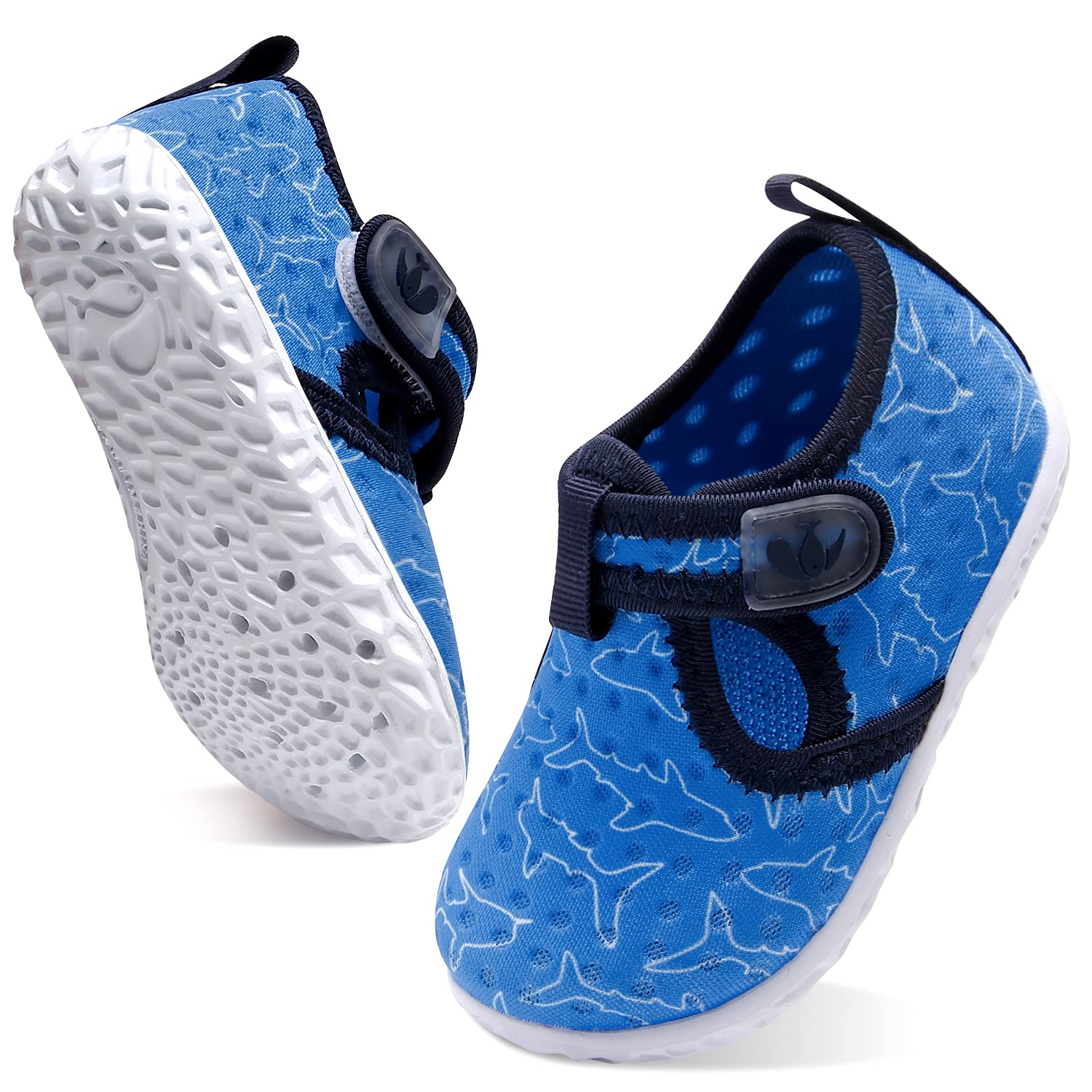 JOINFREE Kids Water Shoes Breathable Beach Swim Sandals Walking Sneakers for Boys Girls Blue Shark 2-2.5 Years Toddler