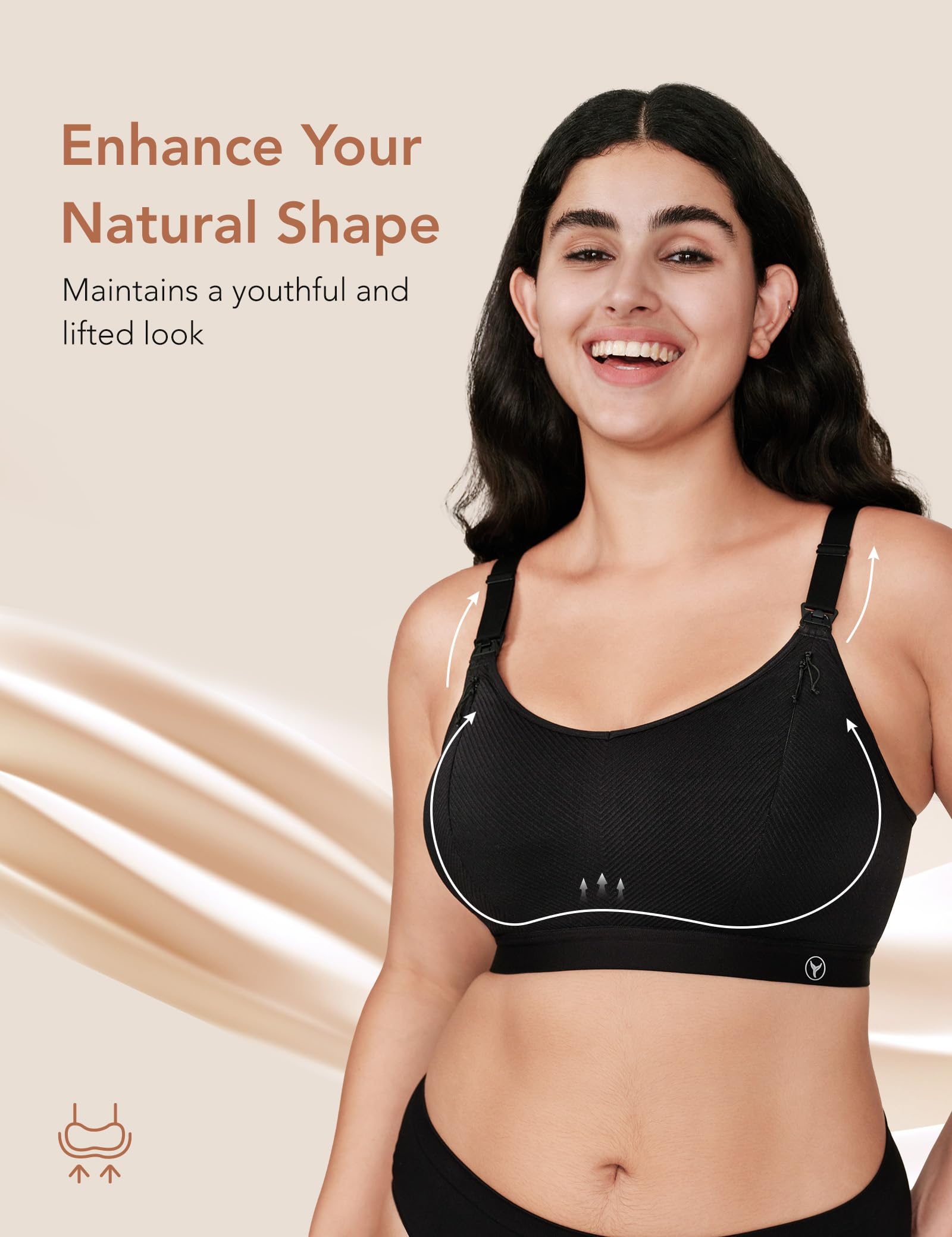 Pumping Bra Hands Free Zip Opening Design Seamless Nursing Bras for Breastfeeding High Support Nursing & Pumping Bra in One Black XL
