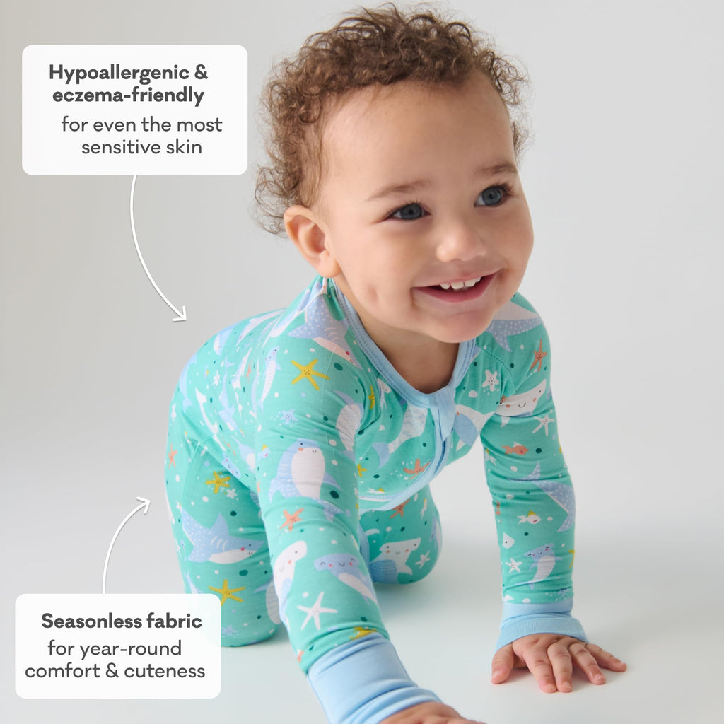 Little Sleepies Baby Pajamas, Shark Soiree, 6-12M