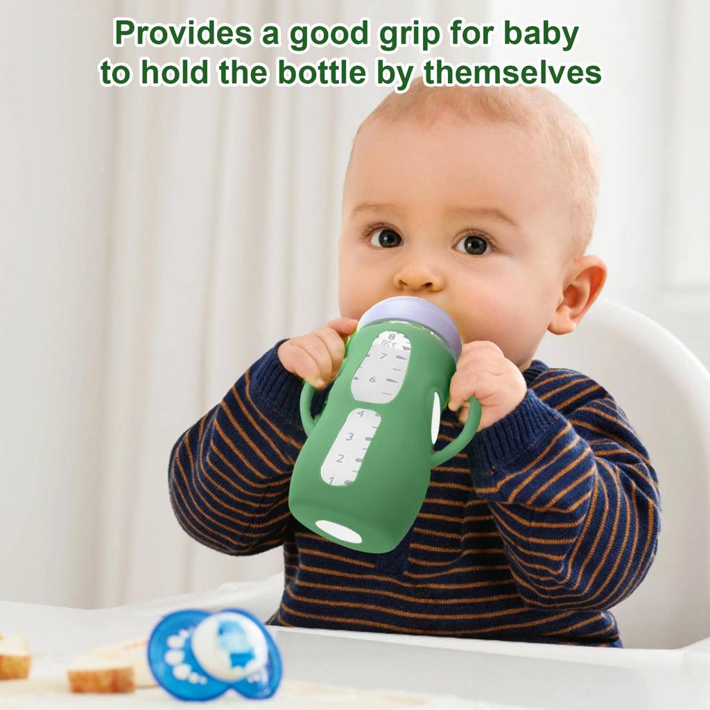 Juome Silicone Sleeves with Handles for Avent Natural Glass Baby Bottle 8oz