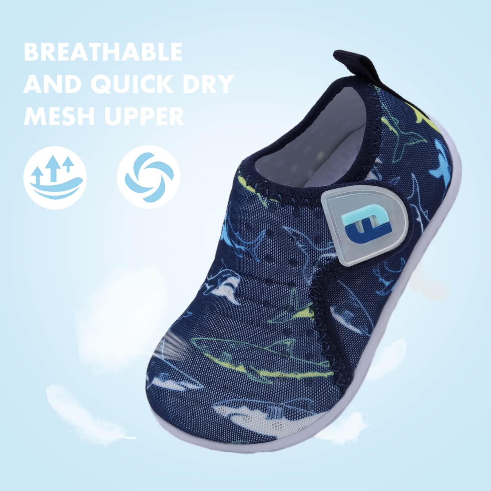 Toddler Water Shoes Toddler Swim Shoes Quick Dry Slip On Sneakers for Beach Pool NavyBlue Shark 12-18 Months Infant