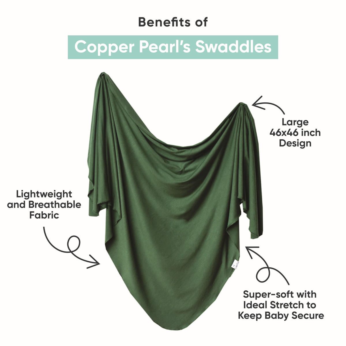 Copper Pearl Swaddle Blankets for Newborns | Soft Stretchy Receiving Blankets for Boys and Girls | Large 46 x 46 Inch Baby Blankets | Lightweight and Breathable Swaddles | Everest