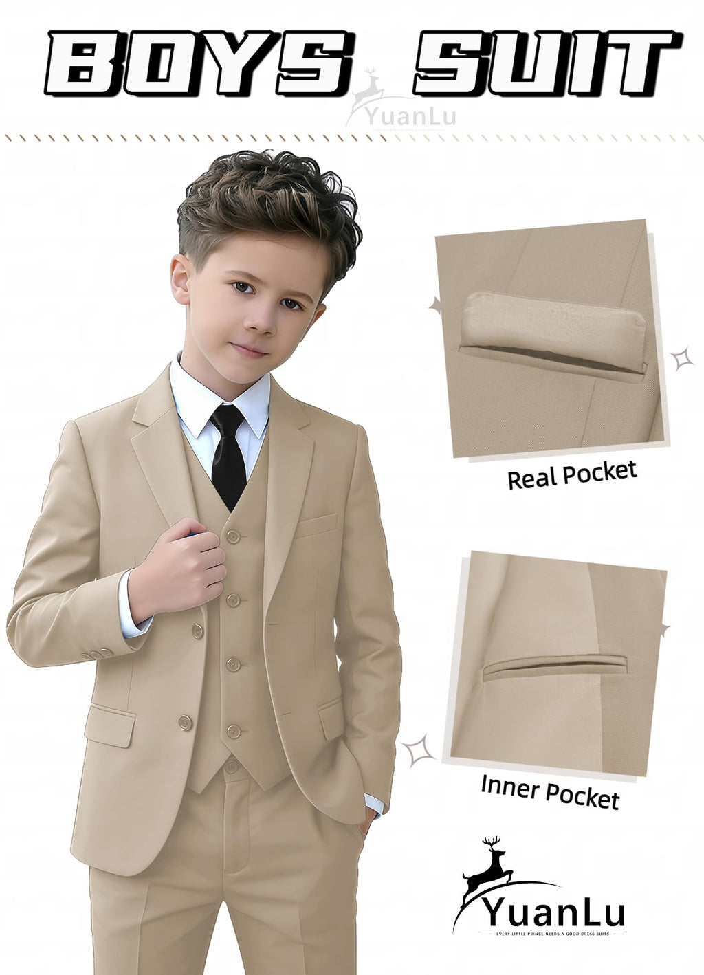 Toddler Tuxedo Boys Champagne Suits Size 8 Kids Ring Bearer Outfit