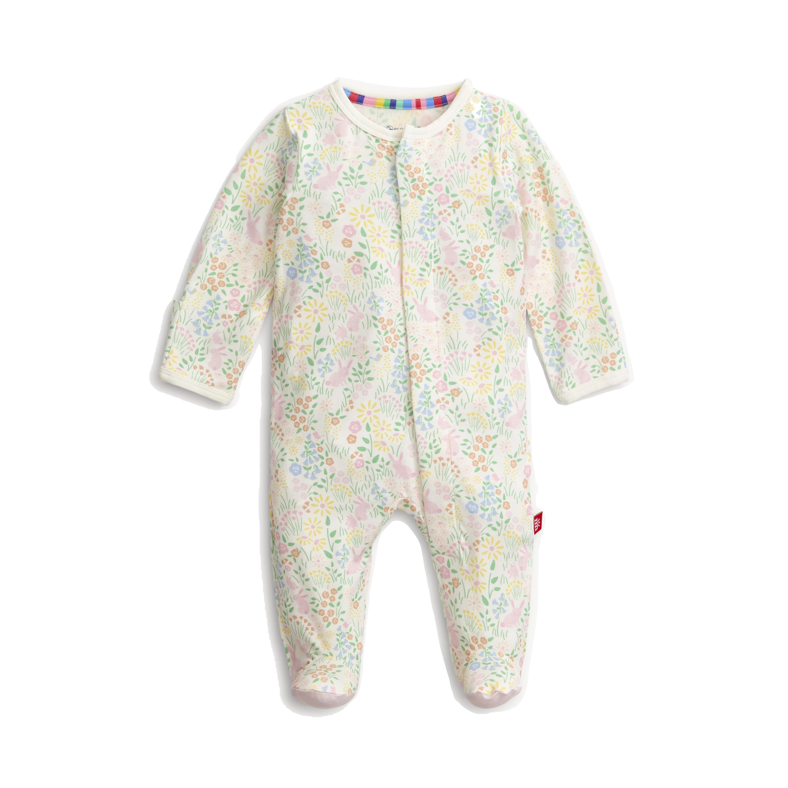 Magnetic Me Girls Modal Magnetic Baby Footie Pajamas | Silky Soft Modal Fabric | Hoppy Garden | 3-6 Months