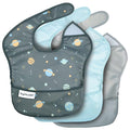 Tiny Twinkle Mess Proof Baby Bibs for Eating – Waterproof, Wipeable Toddler Bibs with Pocket – Baby Food Bibs for Girls & Boys(3 Pack, Space)