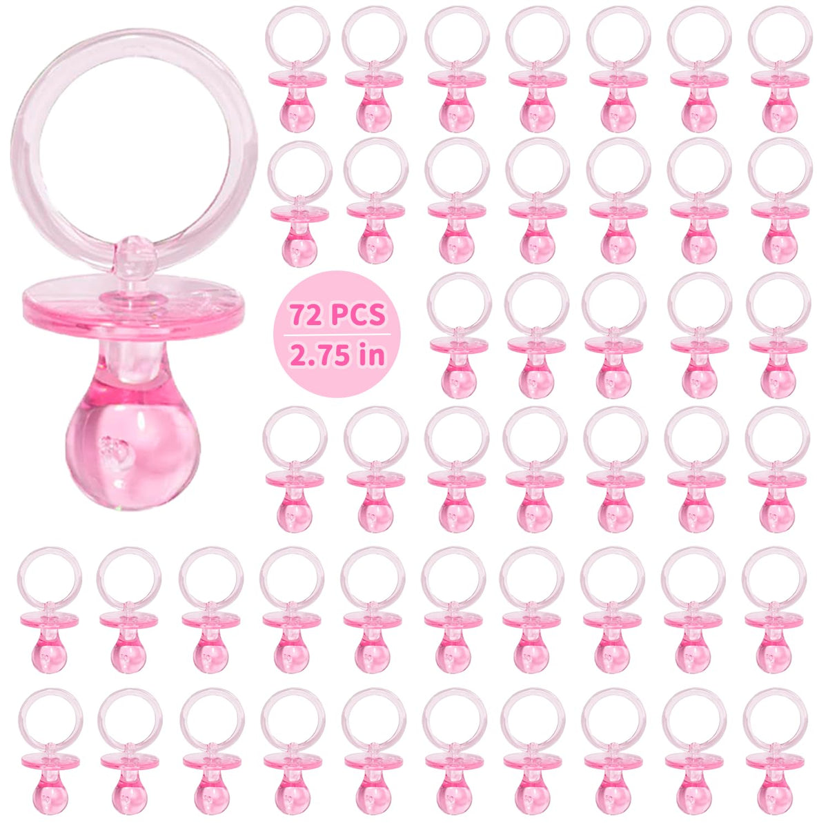 72 Pcs Baby Shower Pacifiers, 2.75’’ Plastic Pacifiers for Baby Shower Game, Baby Shower Decoration DIY, Gender Reveal Party Table Scatter/Baby Shower Party Favors, Blue Pacifiers for Baby Shower