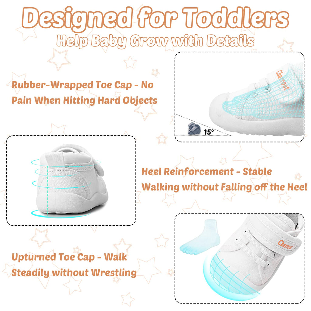 Charrost Baby Walking Shoes Toddler Girl Boy Soft Breathable Canvas Shoes