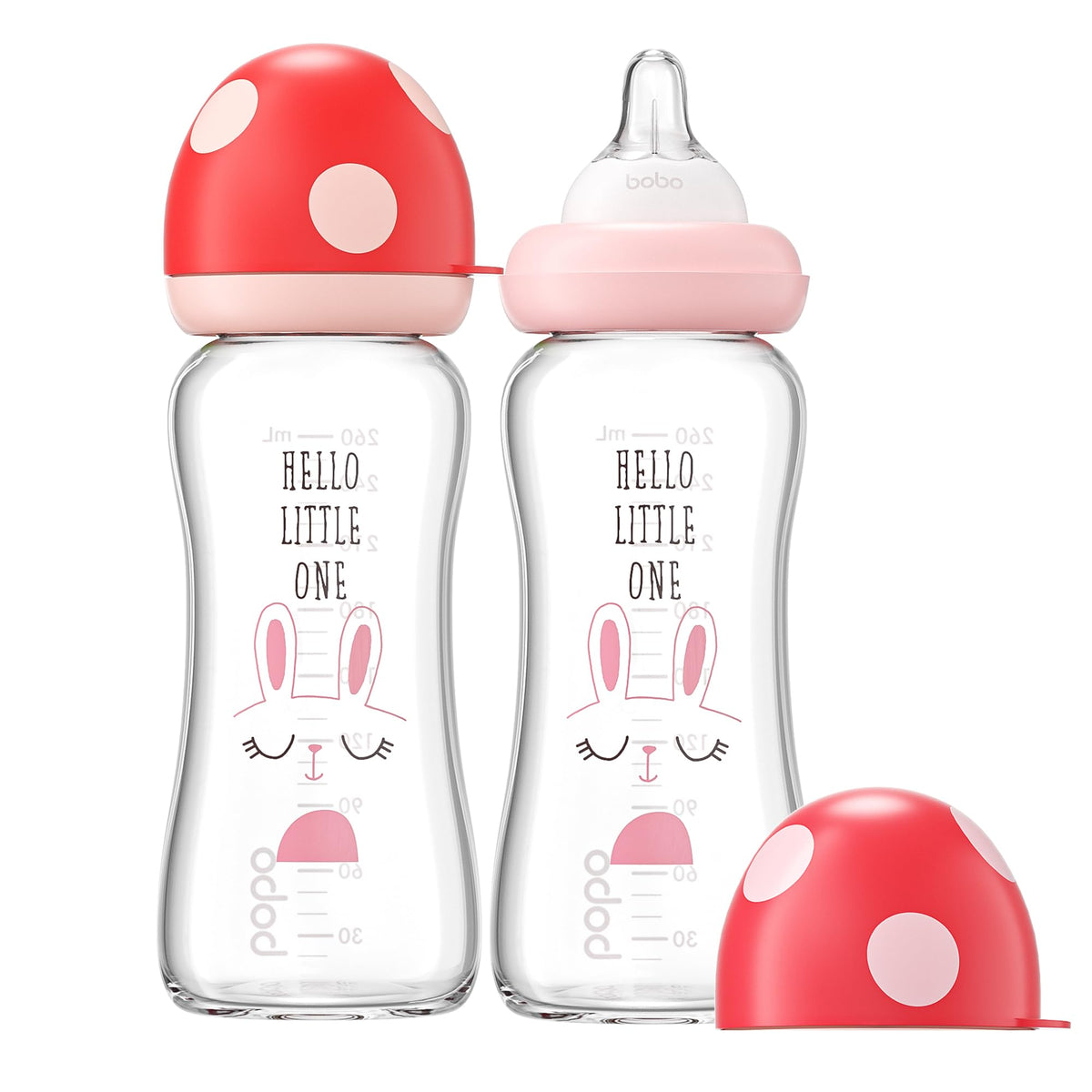 YOHKOH Natural Glass Baby Bottles, 8.8oz Red-A 4‑Pack