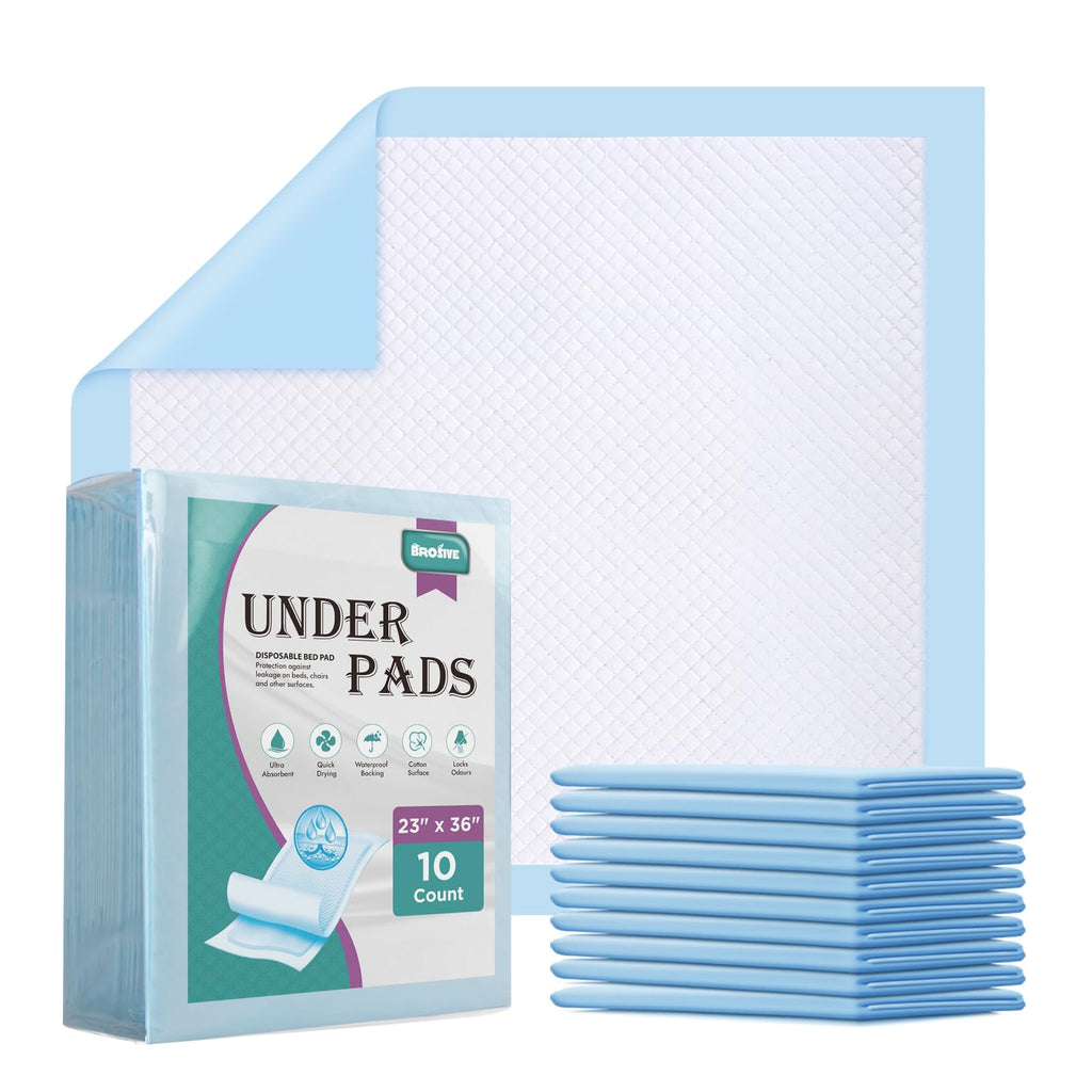 Disposable Bed Pads for Incontinence 23" x 36" - 10 Count, Leak-Proof Chucks Pads for Adults, Kids and Pets, Absorbent Disposable Underpads, Incontinence Bed Pads Disposable for Beds
