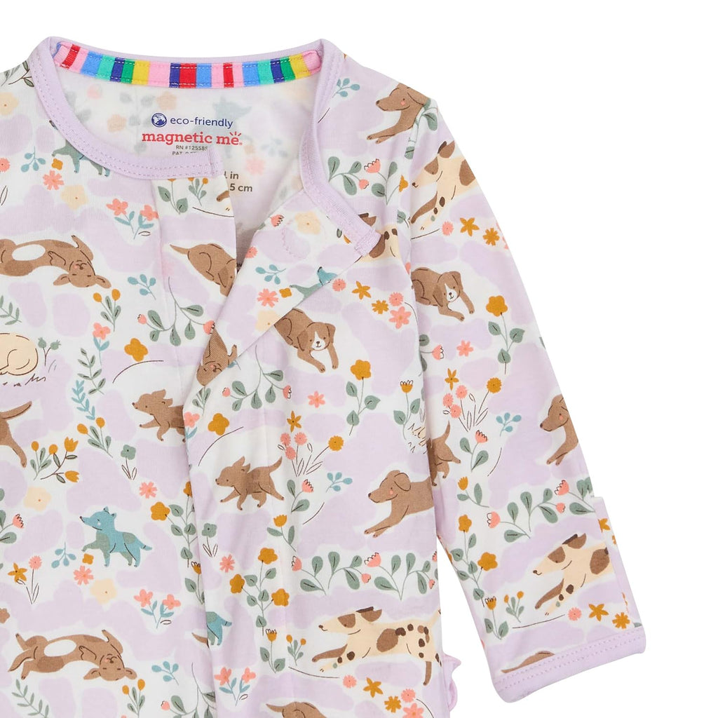 Magnetic Me Girls Modal Magnetic Baby Footie Pajamas | Silky Soft Modal Fabric | Best Fur-End Ruffle | 3-6 Months