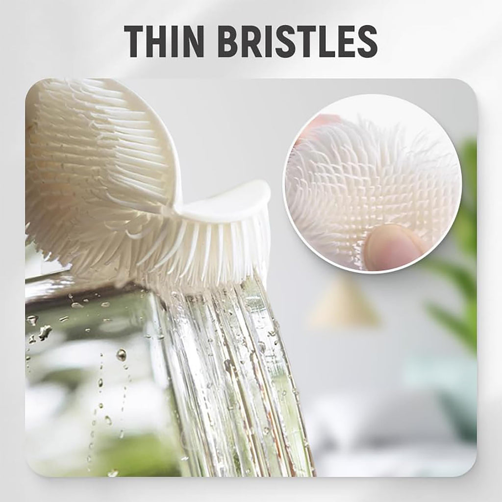 3Pcs 360° Flexible Silicone Bottle Brush with Long Handle Multifunction Flexible, Deep Cleaning for Narrow Neck Bottles, Baby Bottles, Water Bottles (White)
