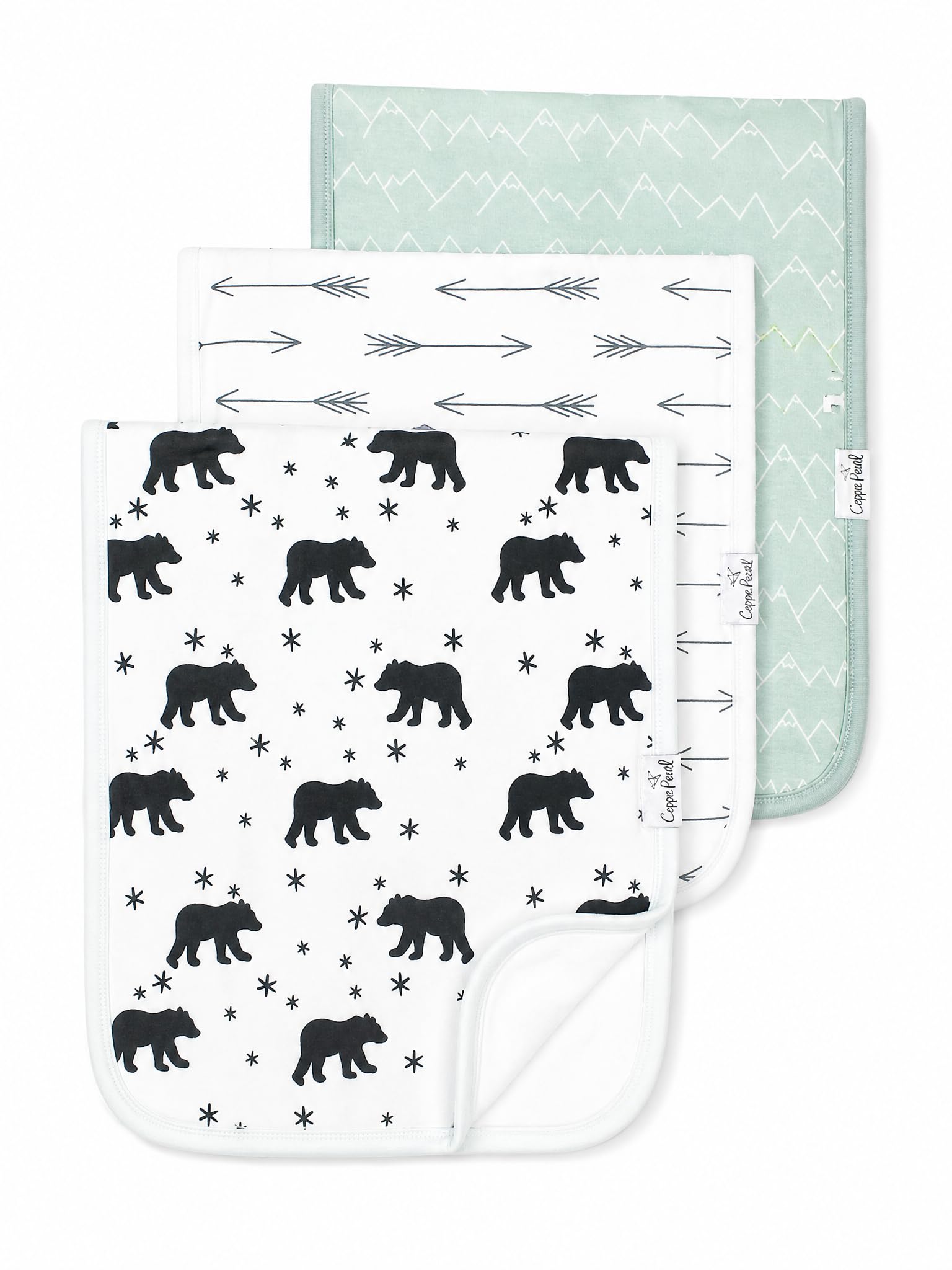 Copper Pearl Premium Baby Burp Cloths - 3-Pack Large Cotton Burp Cloths, Extra Soft Spit Up Rags with 3 Absorbent Layers, Perfect for Baby Boy and Baby Girl Gifts