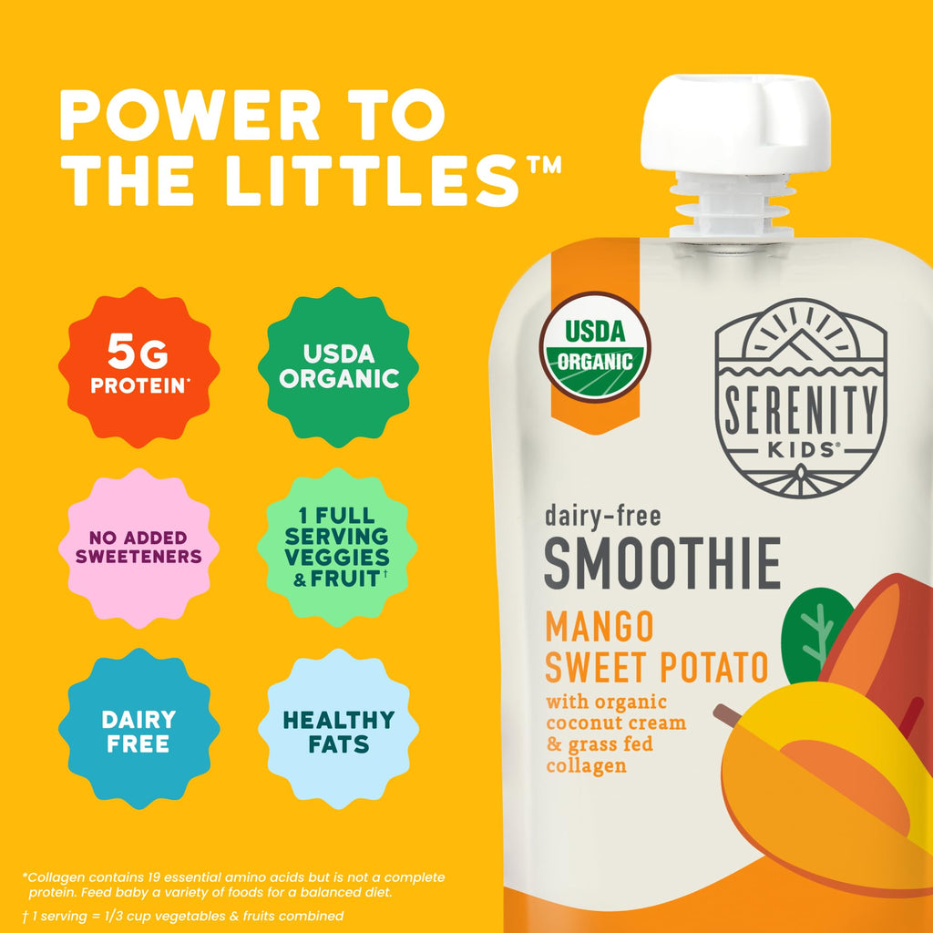 Serenity Kids Baby Pouches, Sweet Potato Spice, Baby Snacks, 3.5 Oz, 6 Pack
