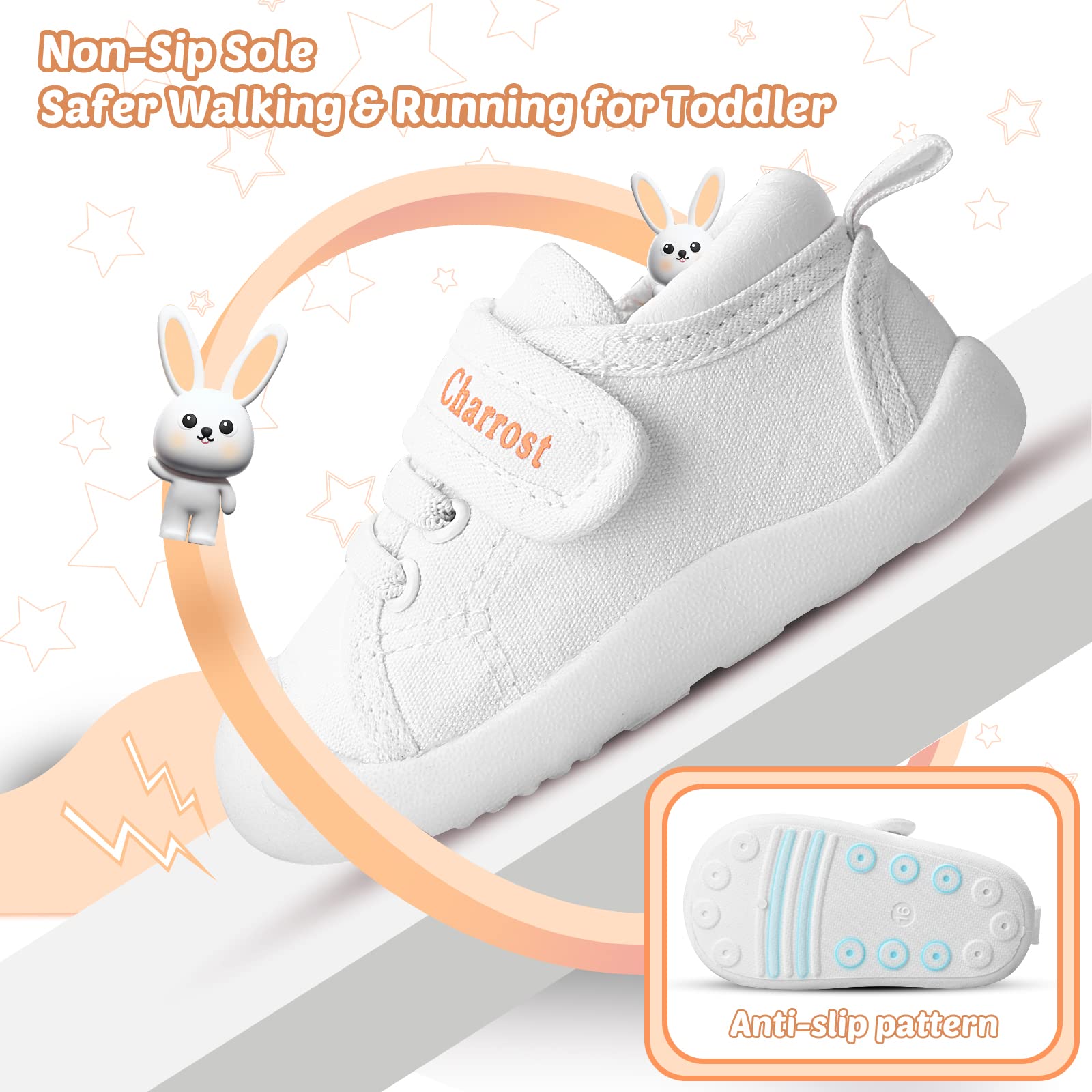 Charrost Baby Walking Shoes Toddler Girl Boy Soft Breathable Canvas Shoes