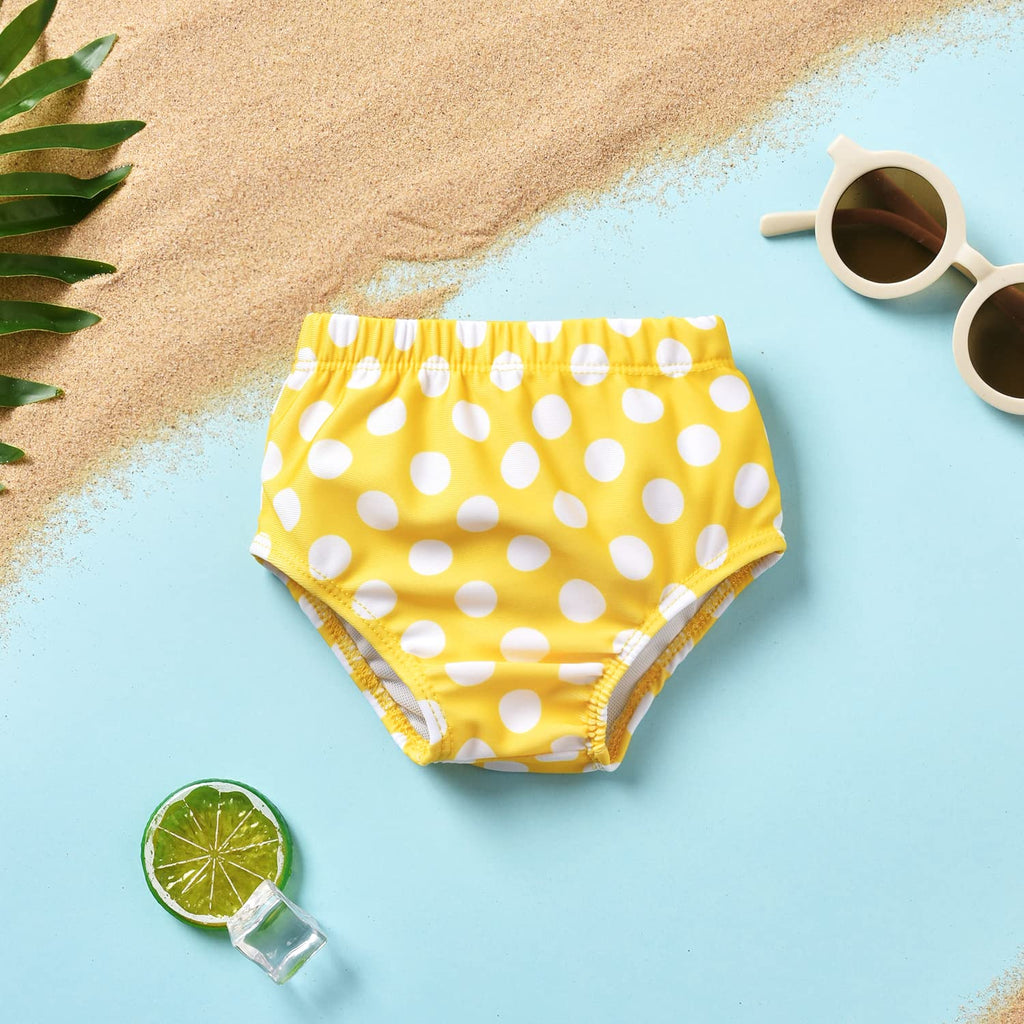 Aalizzwell 12-24 Months Toddler Baby Girls Swimsuit Two Piece Polka Dot Ruffle Bathing Suit Bikini Tops Bottoms Swimming Suit Swimwear Beach Wear Yellow 18 Months
