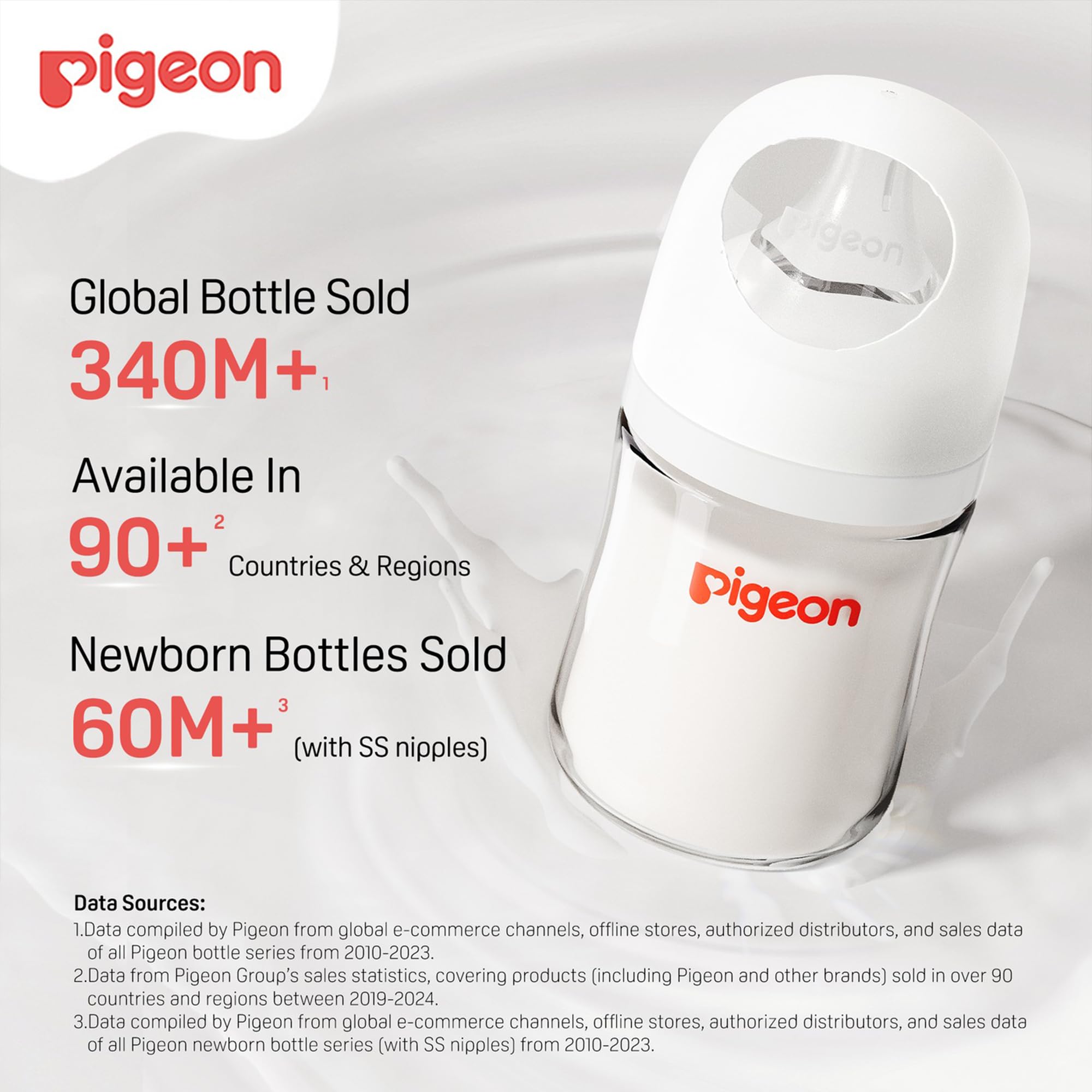 Pigeon Glass Baby Bottles Wide Neck, 5.4 Oz, Pack of 3