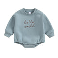 VISGOGO Newborn Infant Baby Boy Girls Oversized Romper Bodysuit Long Sleeve Outfit Clothes (Hello world-Blue,0-3 Months)