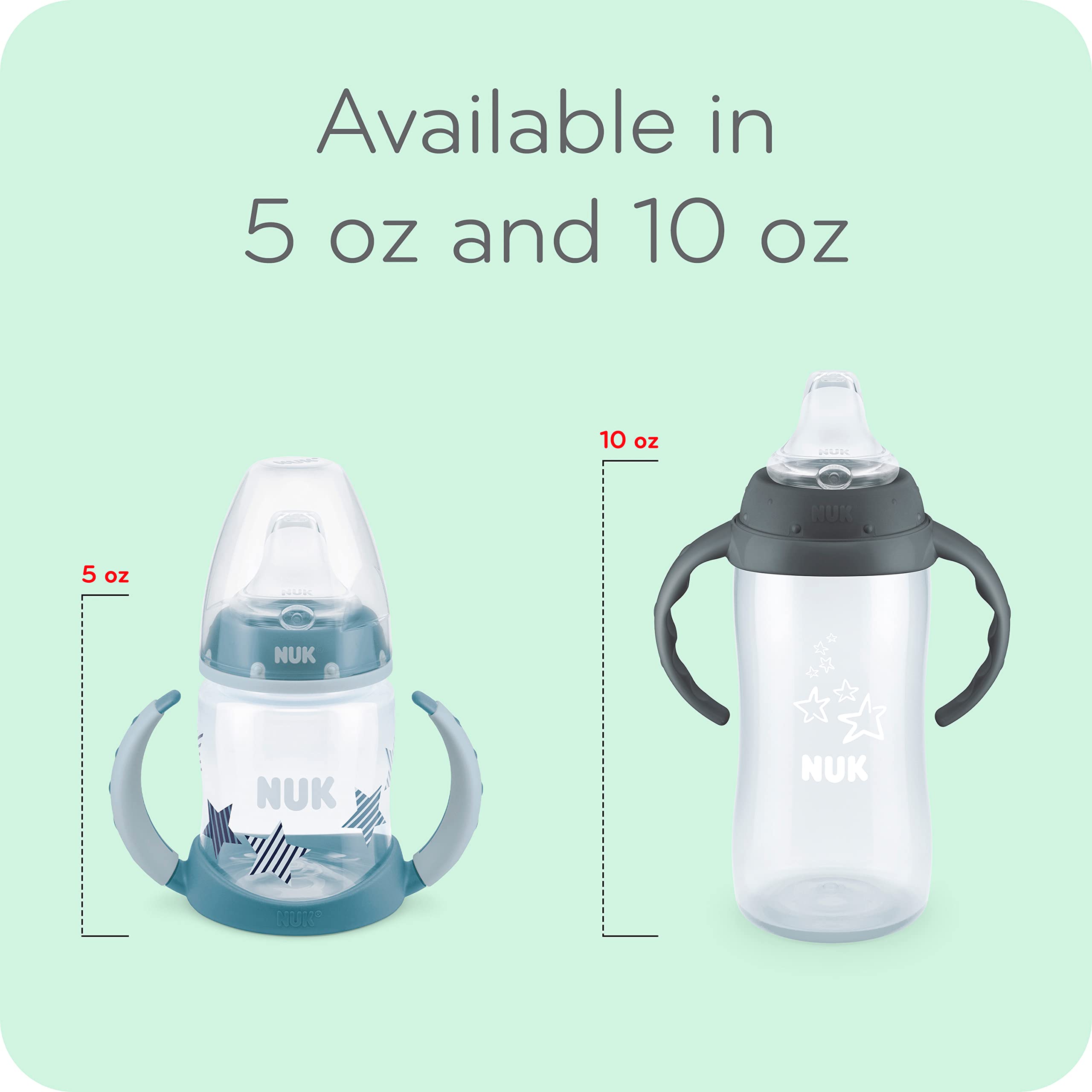 NUK Large Learner Tritan Cup,10 oz,8+ Months – BPA Free,Spill Proof Sippy Cup,(Pack of 12)