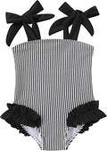 Happy Town Toddler Swimsuit Girl Solid Color Stripe One-Piece Baby Bathing Suits