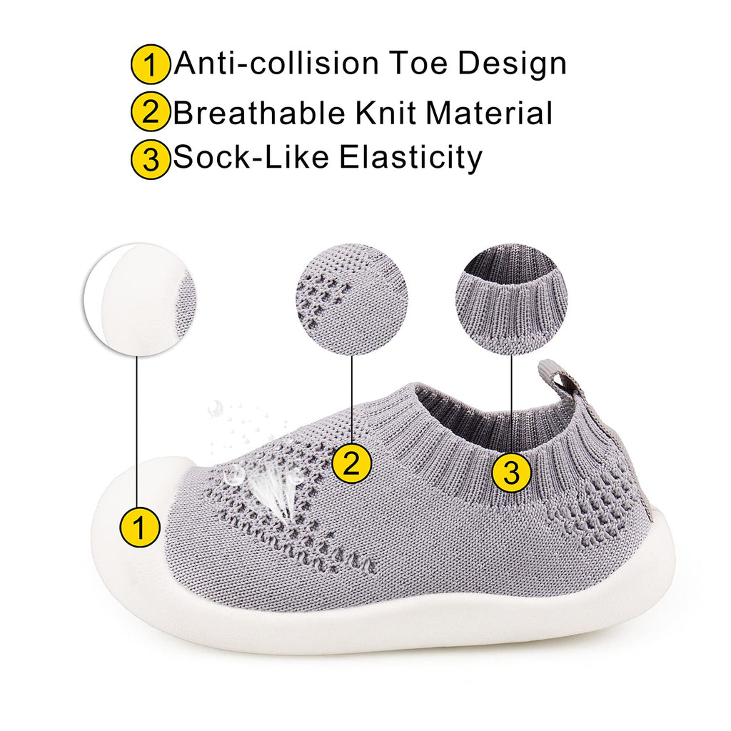Charrost Baby Walking Shoes Wide Toe Box Knit Slip-On Sneakers for Toddlers
