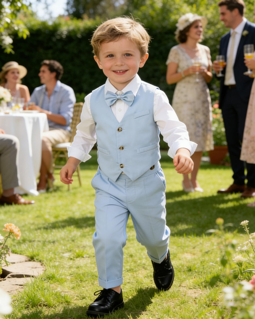 SANGTREE Boys Cotton Linen Formal Suit Linen Blue 6-7 Years=Tag 150