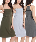 SUIEK 3-Pack Maternity Nursing Nightgown Cotton Breastfeeding Dress Pregnancy Tank Tops Sleepwear