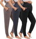 3 Pack Women's Maternity Sweatpants Over The Belly Pregnancy Jogger Pants Stretchy Maternity Pants with Pockets