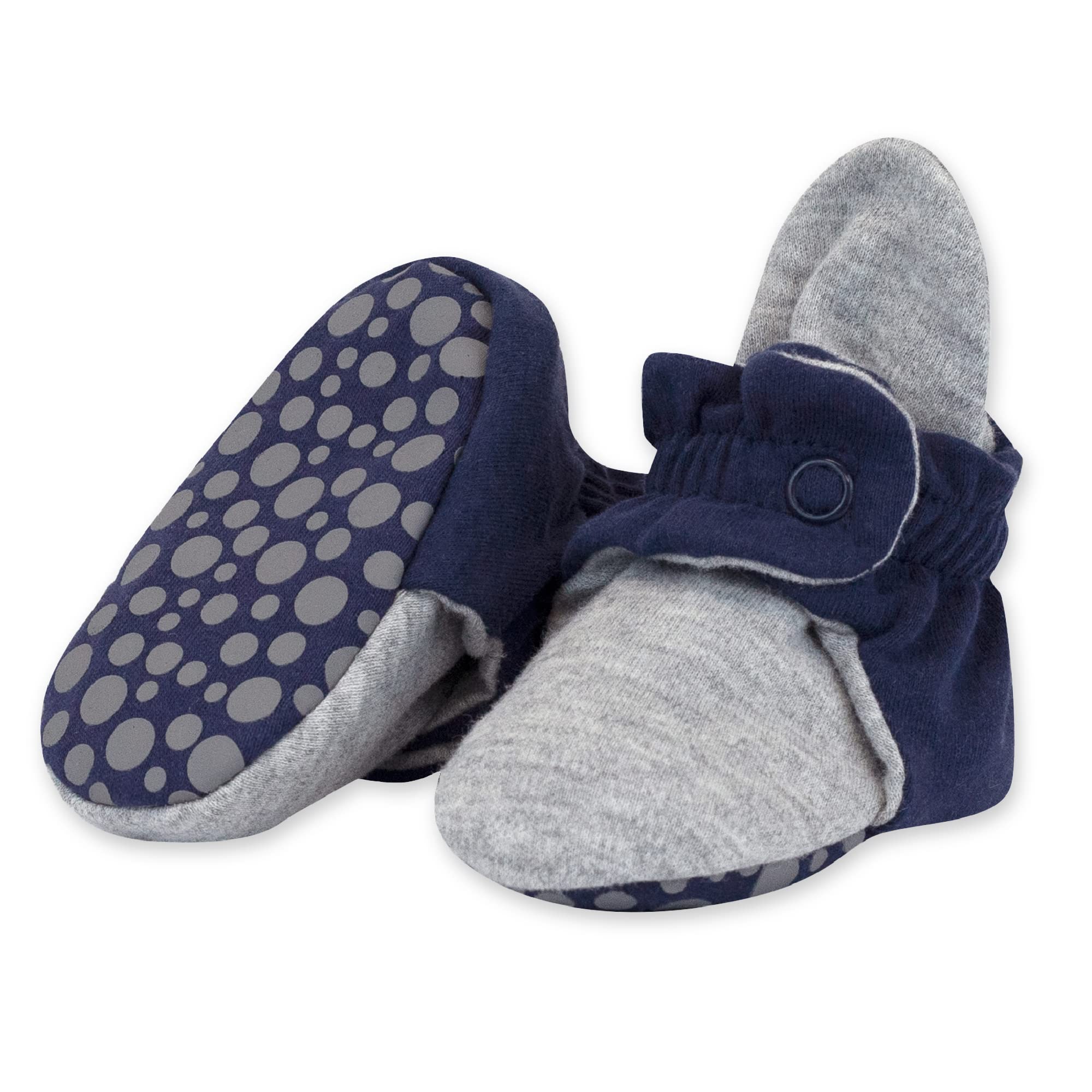 Zutano Unisex Organic Cotton Baby Booties With Gripper Soles, True Navy/Gray Heather, 12M