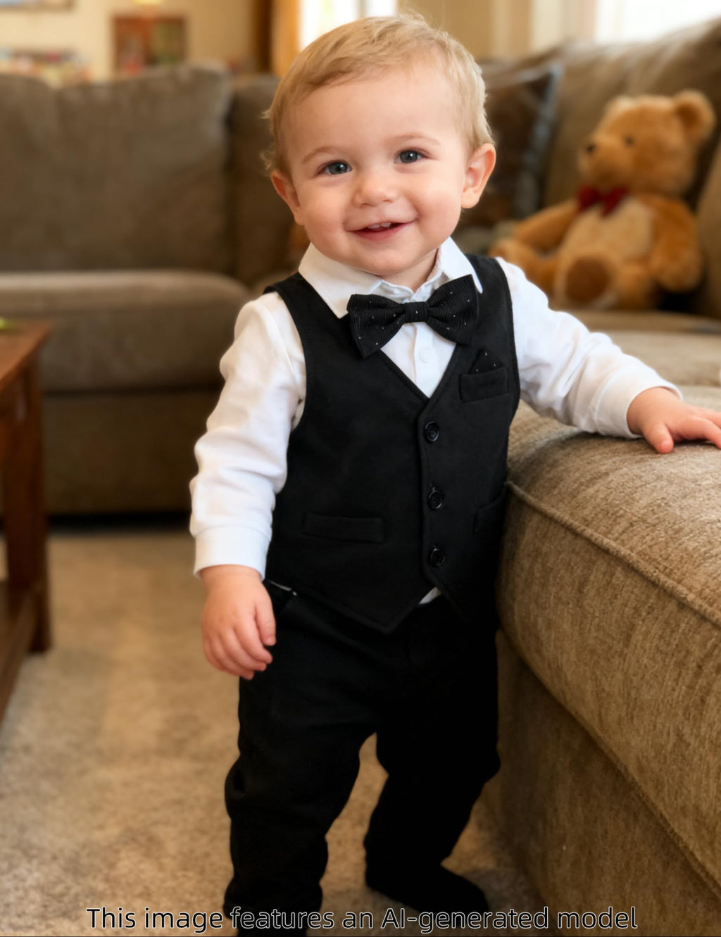 Baby Tuxedo Boys Infant Suits Formal Dress Easter Outfit 9-12 Months Black