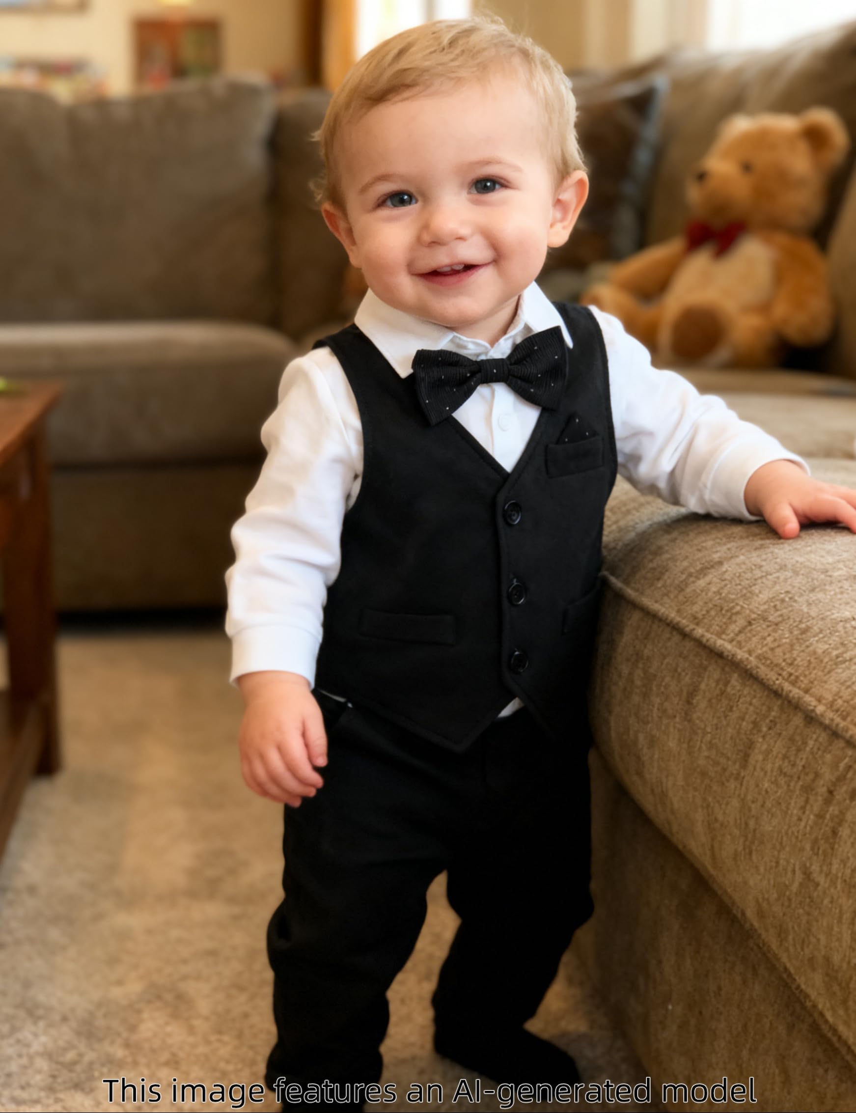 Baby Tuxedo Boys Infant Suits Formal Dress Easter Outfit 9-12 Months Black