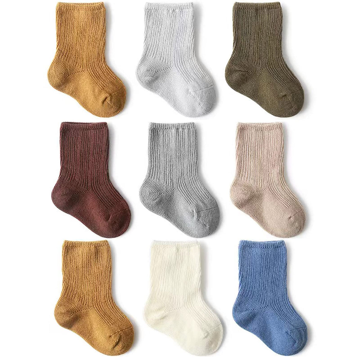 Toddler Socks Unisex Baby Boy Girls Cotton Crew Seamless Socks 9 Pairs