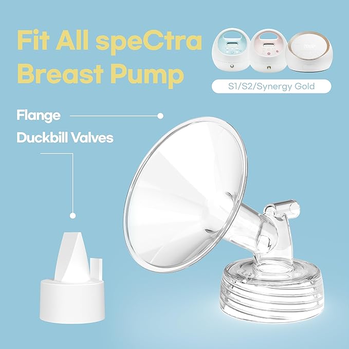 Flange Inserts for Spectra, Spectra Replacement Pump Parts for S1/S2/9 Plus, Not Original Accessories, Breast Pump Parts Include 2-Pack 17MM Flanges and 4-Pack Duckbill Valves