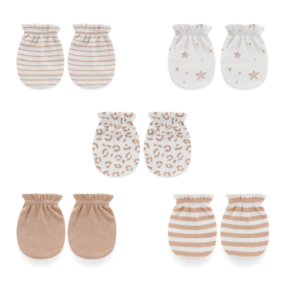 5 Pairs Unisex Baby Mittens No-Scratch 0-6 Months New Born