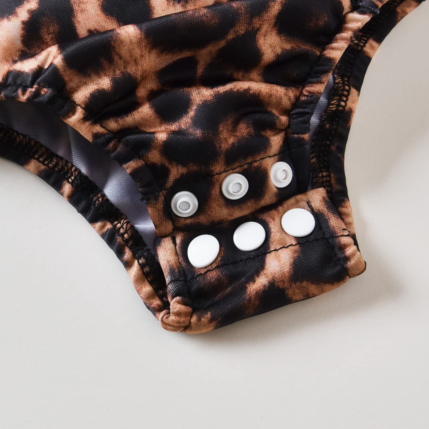 Toddler Girl Ruffles Leopard Swimsuit One Piece Swimwear Bathing Set (Leopard, 2-3T)