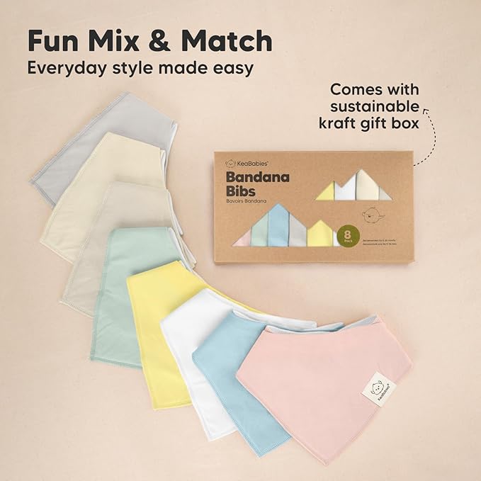 8-Pack Organic Baby Bandana Bibs for Girls - Super Absorbent Triangle Baby Bibs for Drooling and Teething Infant, 100% Cotton Extra Soft for Newborn, Infant 0-36 Months (Dawn)