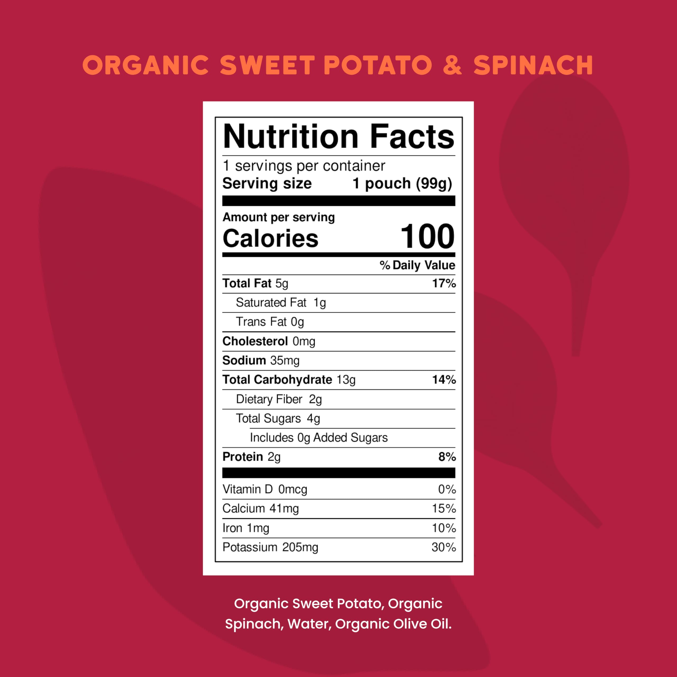 Serenity Kids Organic Spinach Baby Pouches, No Added Sugar, 3.5 Oz, 12 Pack