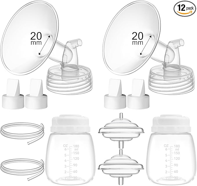 20mm Replacement Pump Parts for Spectra S1 S2 9 Plus Synergy Gold Includes Flange Duckbill Valve Tubing Backflow Protector Bottle,Compatible with Motif Luna Cimilre Ameda MYA Pump