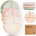 KeaBabies Suction Plates with Lids for Baby, 3pk 100% Silicone (Macaron)