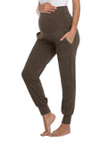 AMPOSH Women's Maternity Pants Stretchy Lounge Workout Sweatpants Casual Loose Comfy Pregnancy Joggers with Pockets(Heather Brown, XL)
