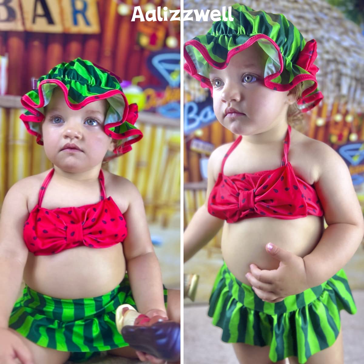 Infant Baby Girls Swimsuit Watermelon Bikini Two Pieces Bathing Suit Swimwear Summer Beach Set Blue 6-12 Months