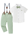 Boys Suit Wedding Outfit Boy Navy Blue Boy Dress Shirt with Bowtie/Suspender Pants Big Kid Gentleman Outfits 6-7 Years.