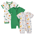 OPAWO Baby Boy Pajamas 3 Pack, 2 Way Zipper Sleepers Baby Boy Girl Romper, Toddler Summer Clothes Outfits 0-24M(Animals/Dinosaurs/Green,6-12 Months)