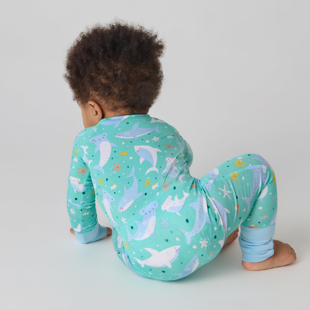 Little Sleepies Baby Pajamas, Shark Soiree, 6-12M
