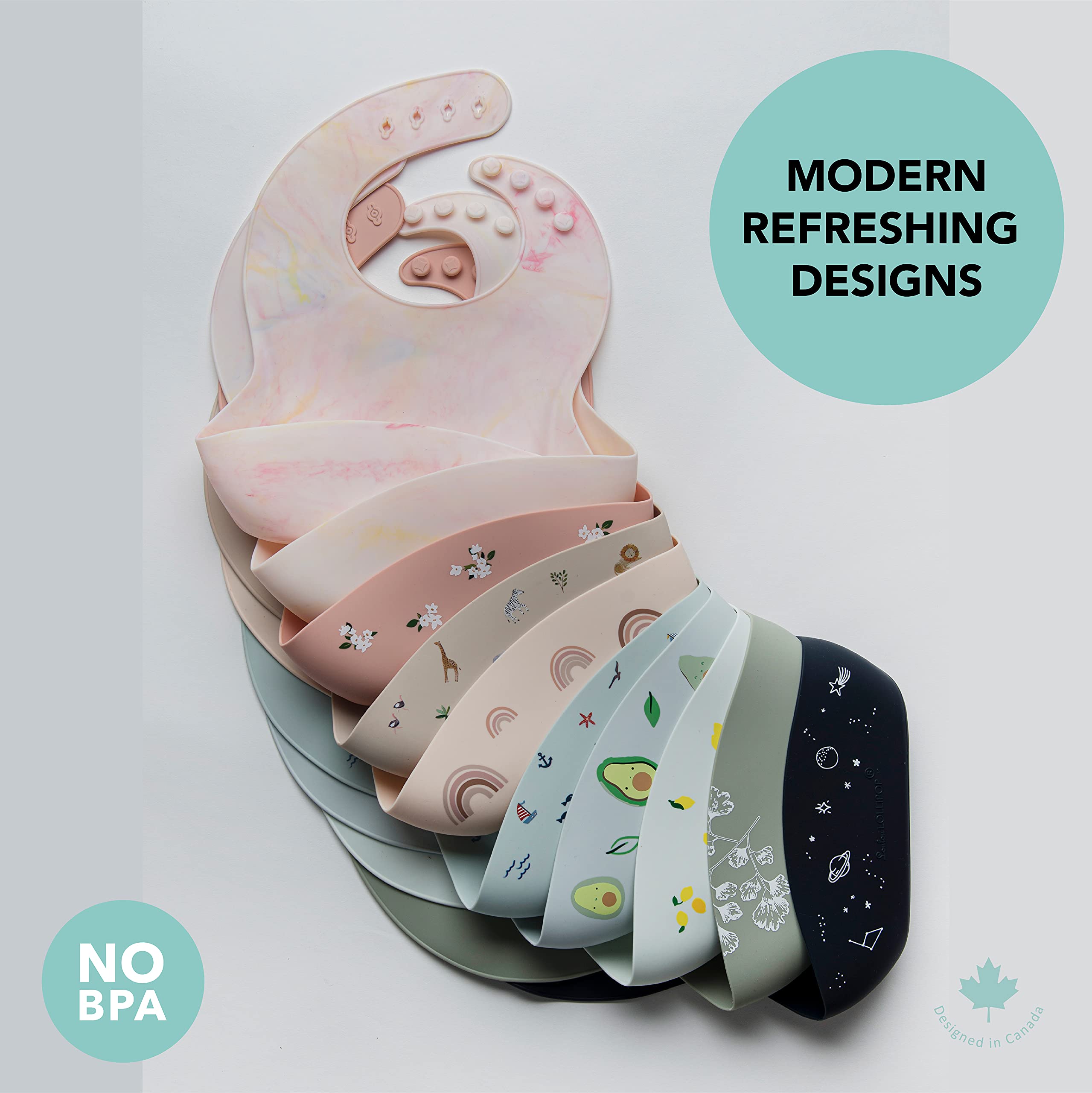 Loulou Lollipop Waterproof Silicone Feeding Bib for Babies & Toddlers, Catch-All Pouch, Easy Clean, 3–36 Months – White Flower
