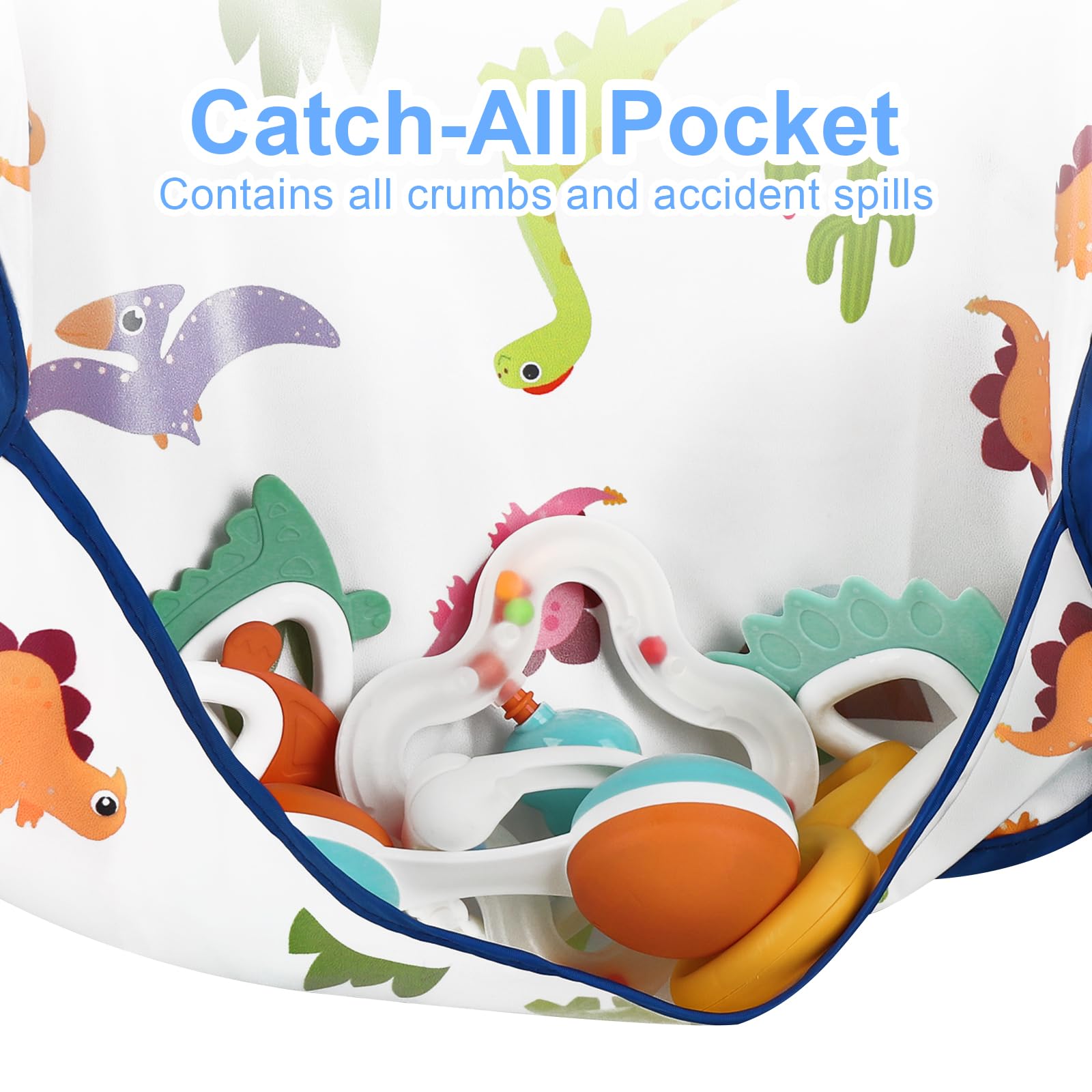 Accmor 5 Pack Waterproof Baby Bibs for Eating, Mess Proof Toddler Feeding Bibs for Girls Boys