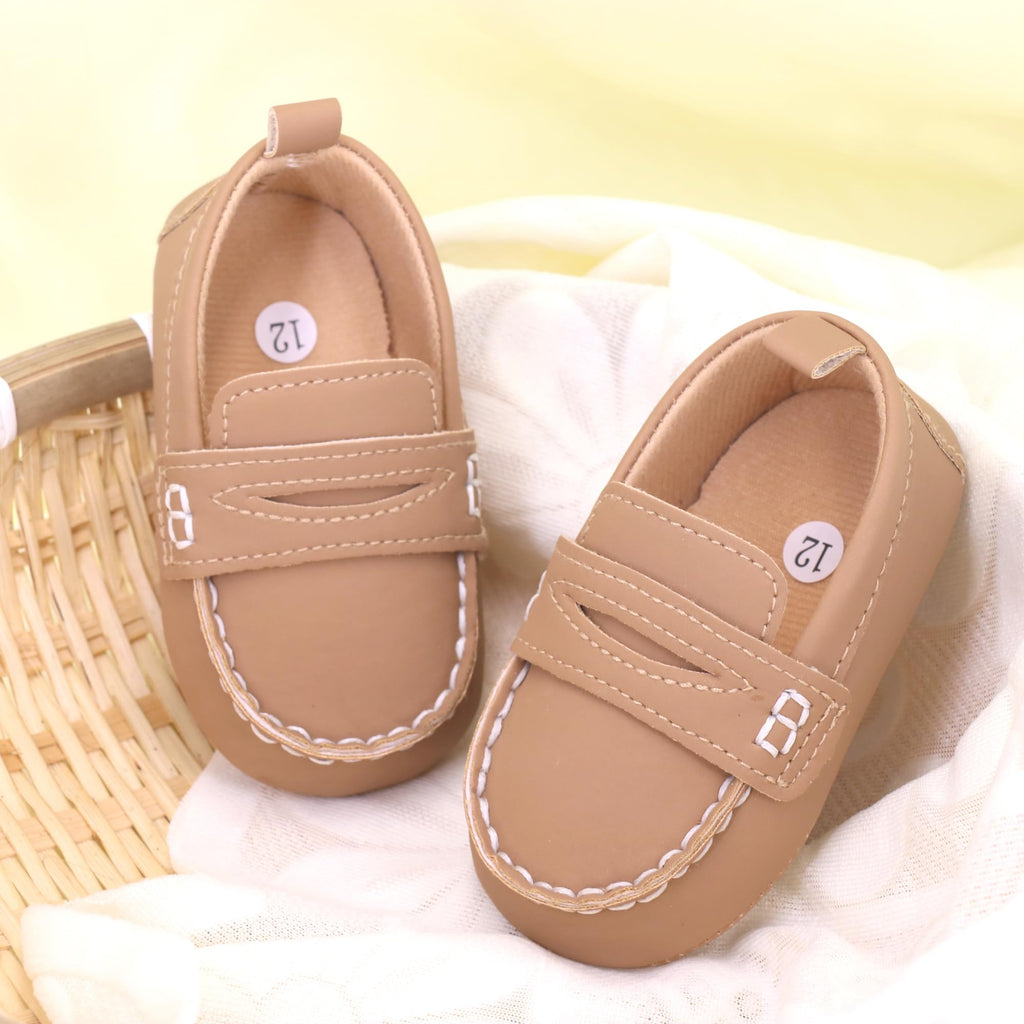 LONSOEN Baby Girls Boys Loafers Prewalker Dress Crib Shoes 6-12 Months,BAY230 Khaki 12