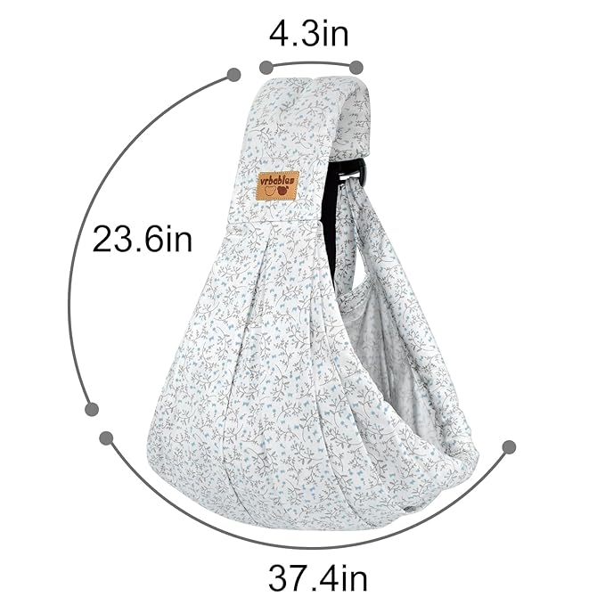 Baby Sling Carrier Newborn, Adjustable Easy Wearing Baby Nursing Warp Sling, New Mom Dad Soft Cotton Baby Front Holder Carrier for Infant Toddler Life Travel Essential Gifts (Blue Flower)