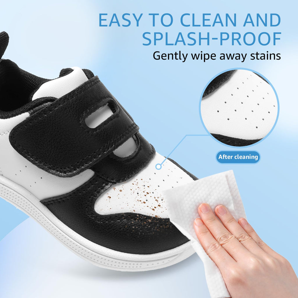 STQ KIDS Toddler Wide Toe Box Barefoot Shoes Zero Drop Black White Size 5