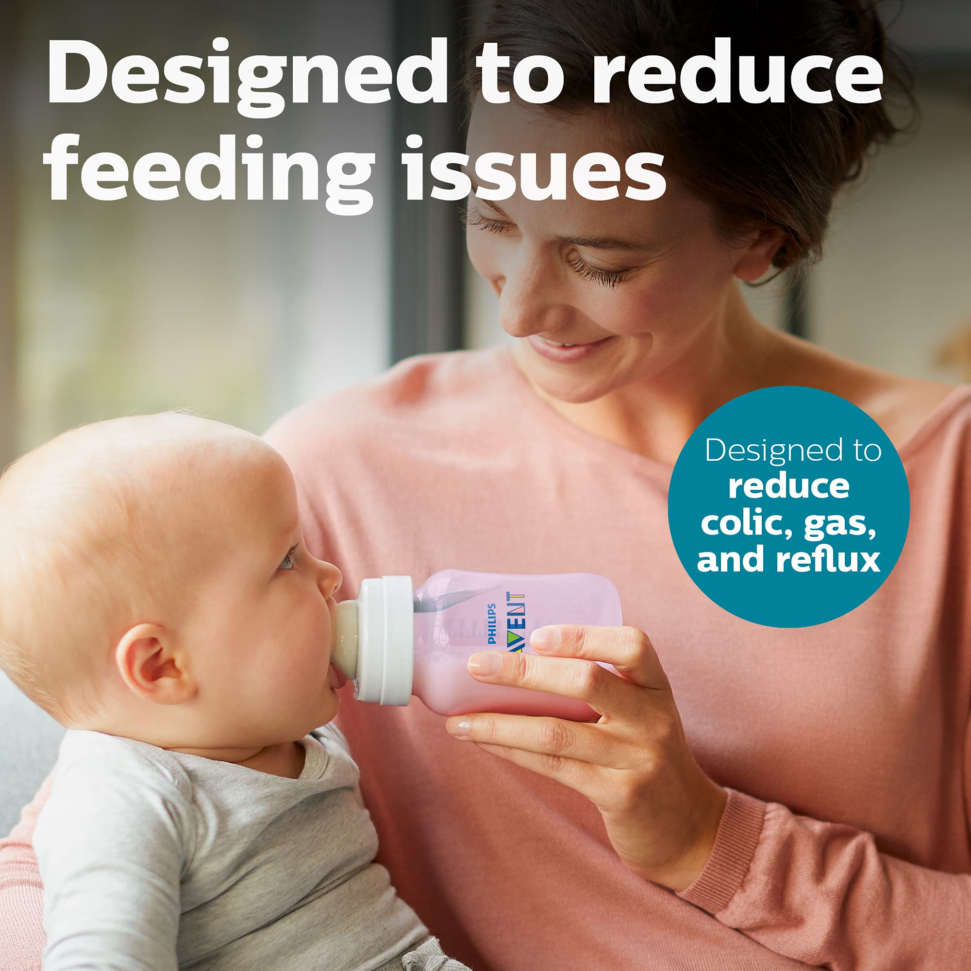 Philips Avent Anti-Colic Baby Bottle with AirFree Vent, Medium Flow, 9 oz