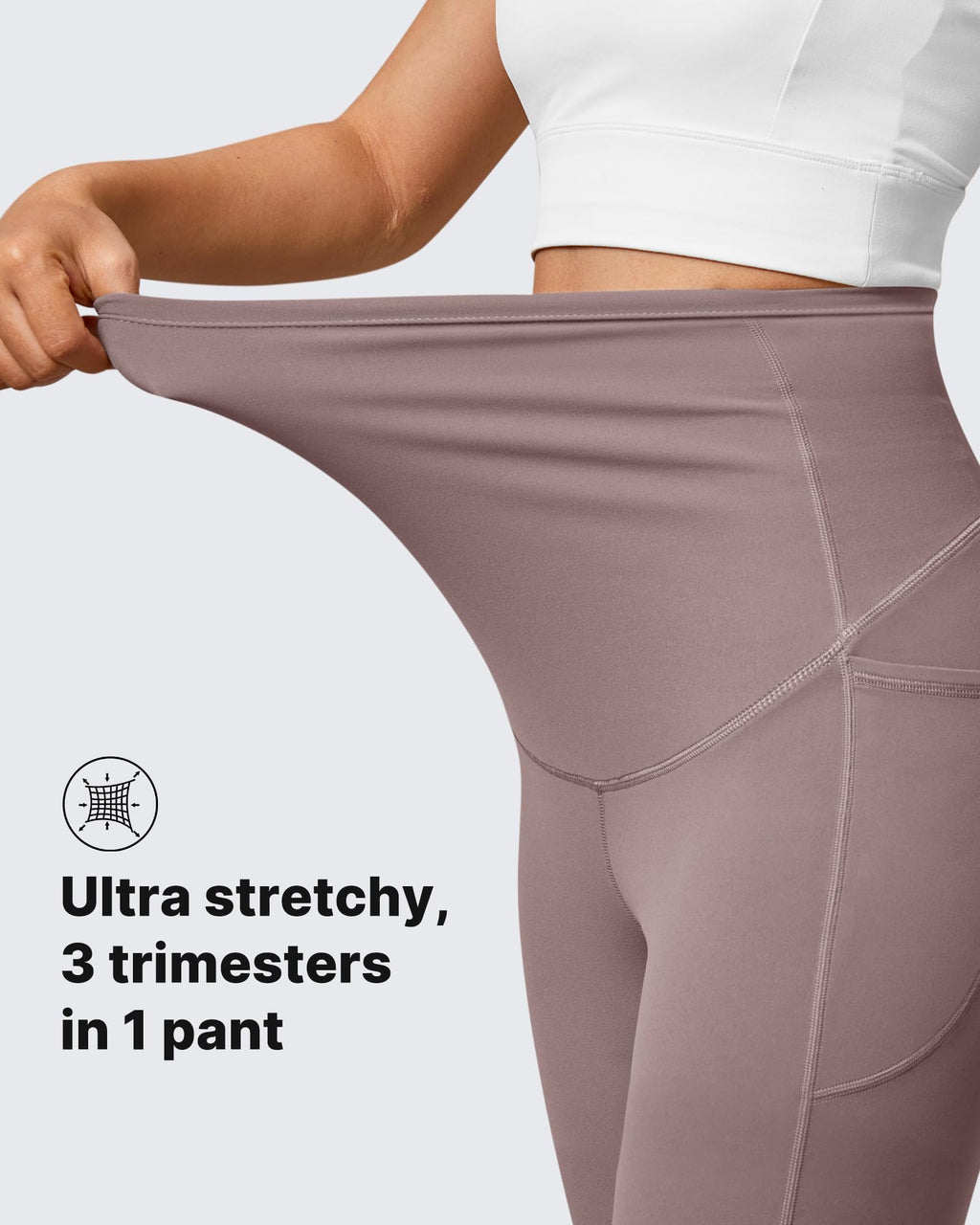 G4Free Pregnancy Pants Maternity Flare Leggings for Yoga,Taupe,L,Petite